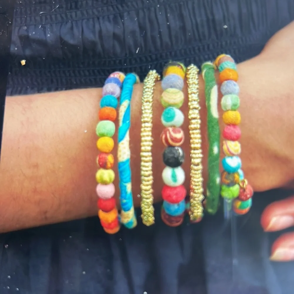 Towering Kantha Wrap Bracelet - Picture 4 of 4